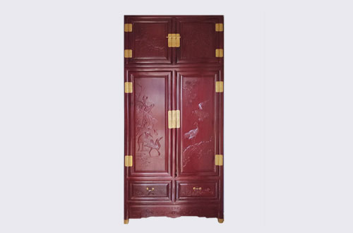 长安镇高端中式家居装修深红色纯实木衣柜