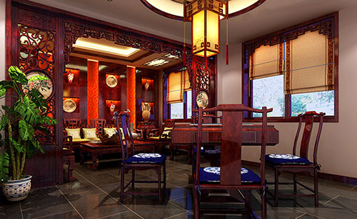 长安镇古典中式风格茶楼包间设计装修效果图